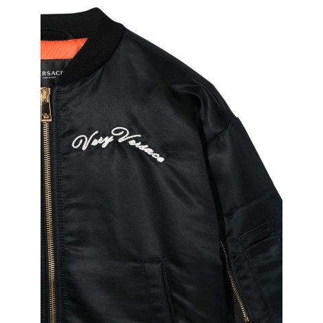 versace donatella embroidery bomber jacket