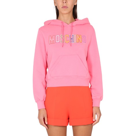 moschino logo crochet sweatshirt