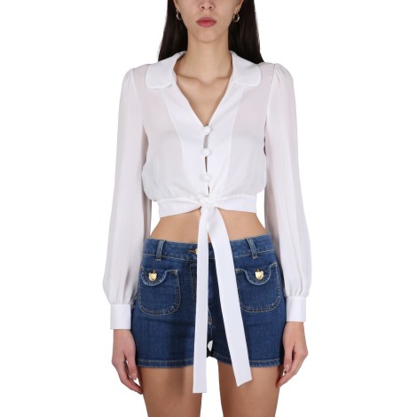 moschino silk cropped blouse