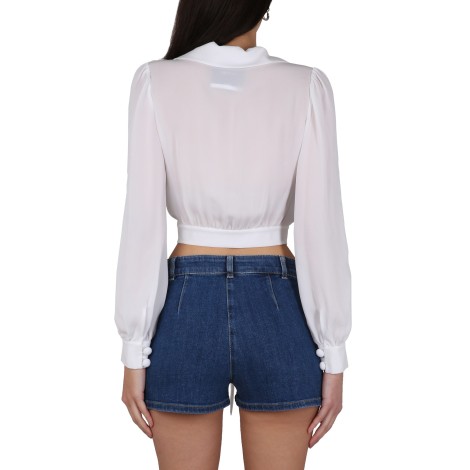 moschino silk cropped blouse