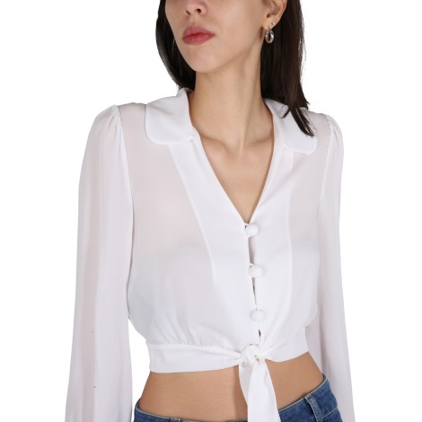 moschino silk cropped blouse