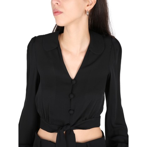 moschino silk cropped blouse