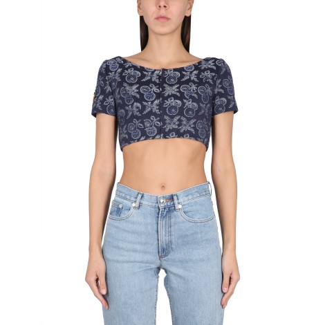 etro denim crop top