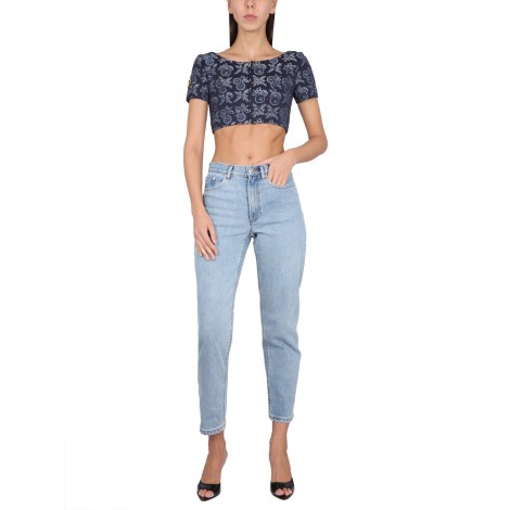 etro denim crop top