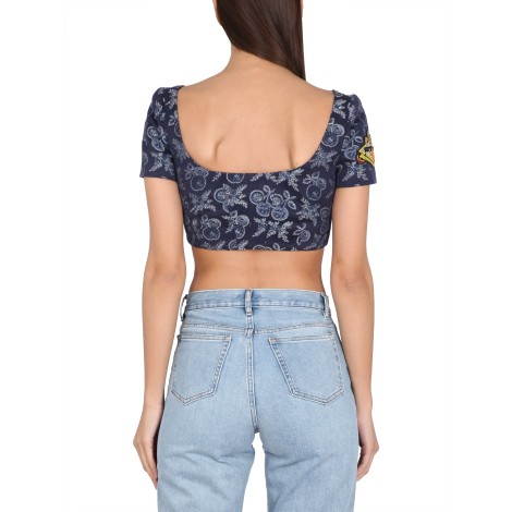 etro denim crop top