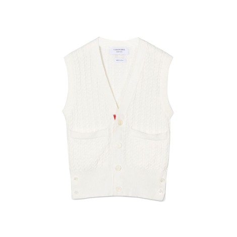 thom browne v neck baby cable cardigan vest