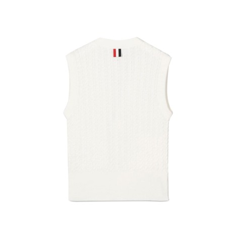 thom browne v neck baby cable cardigan vest