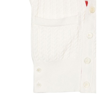 thom browne v neck baby cable cardigan vest