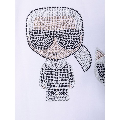 karl lagerfeld t-shirt karl & choupette con strass