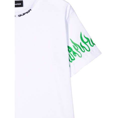 vision of super t-shirt with green spray flames