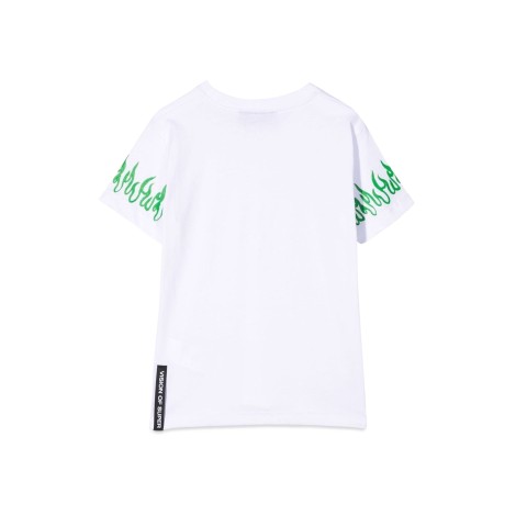 vision of super t-shirt with green spray flames