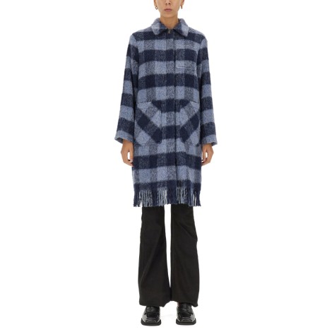 woolrich check print coat