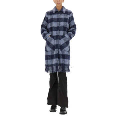 woolrich check print coat