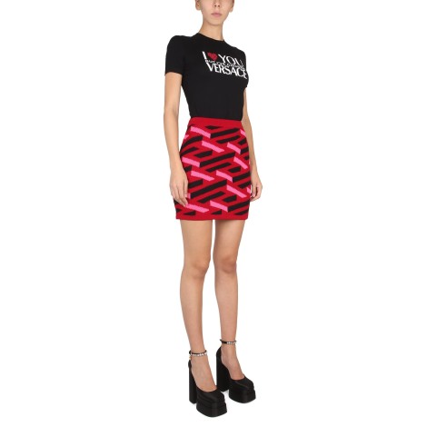 versace la greca knit skirt