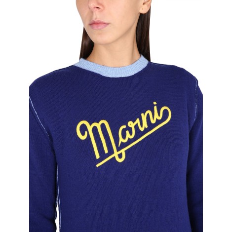 marni wool logo sweater