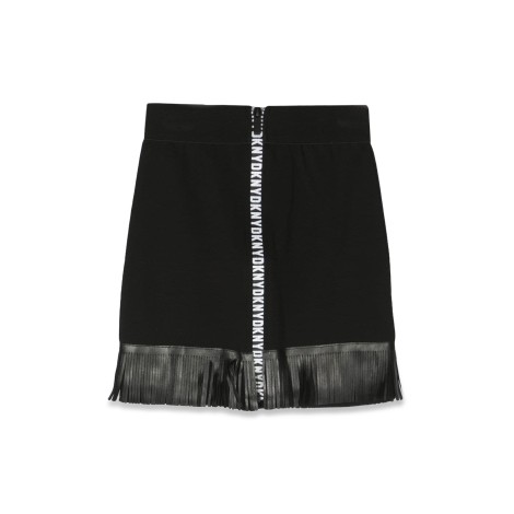 dkny logo zipper skirt and bangs