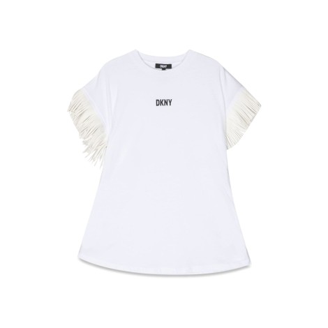 dkny logo dress frayed sleeves