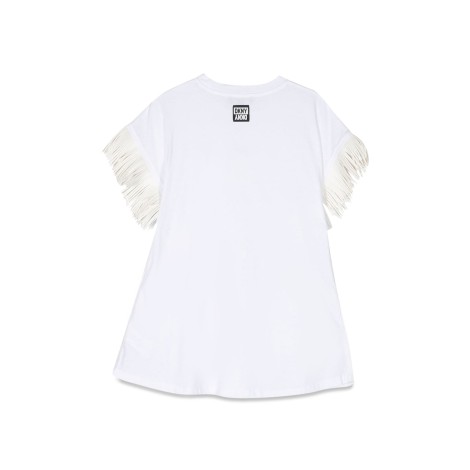 dkny logo dress frayed sleeves