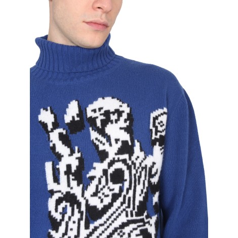 etro inlaid jacquard turtleneck sweater