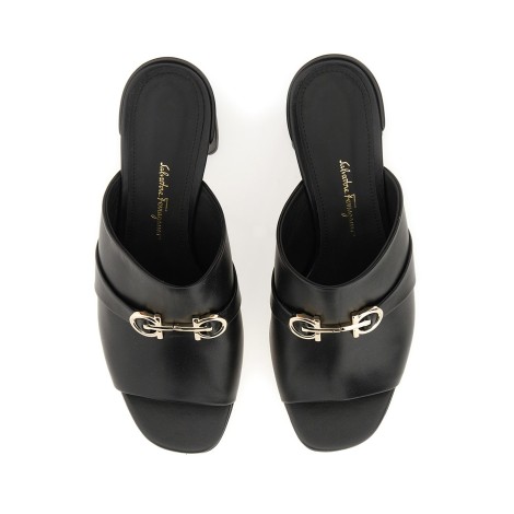 ferragamo slide sandal with gancini ornament