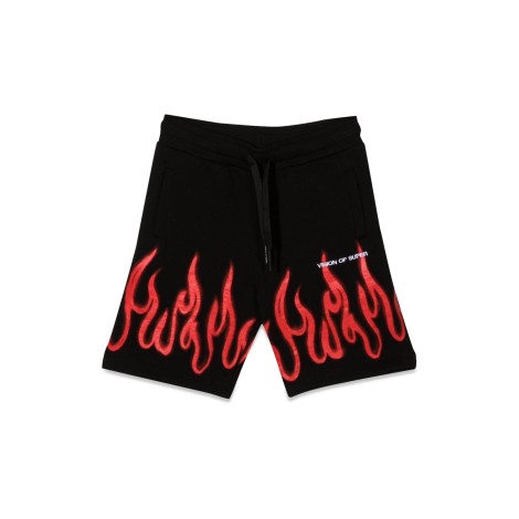 vision of super black shorts kids with red spray flames