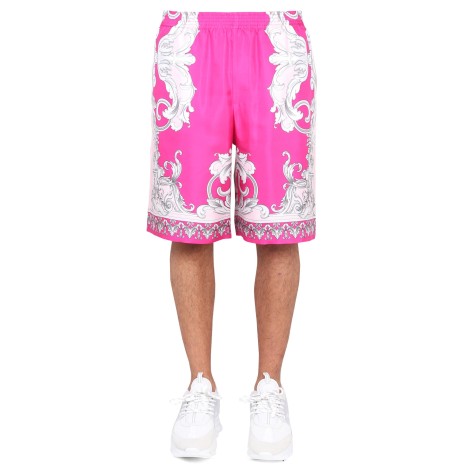 versace silver baroque print shorts