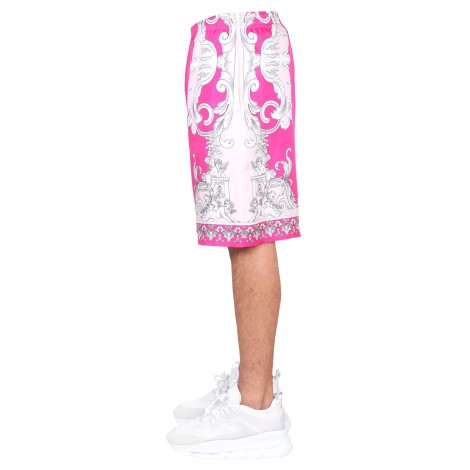 versace silver baroque print shorts