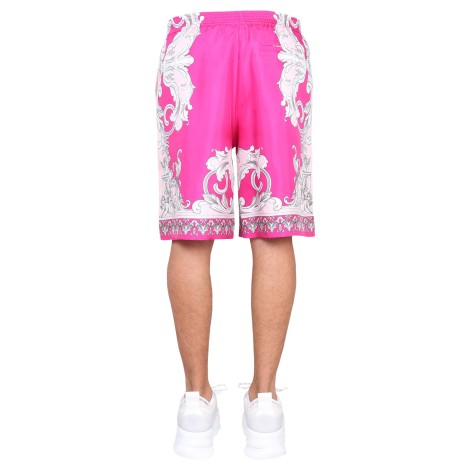 versace silver baroque print shorts