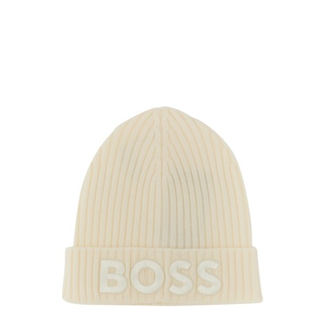 boss virgin wool ribbed beanie