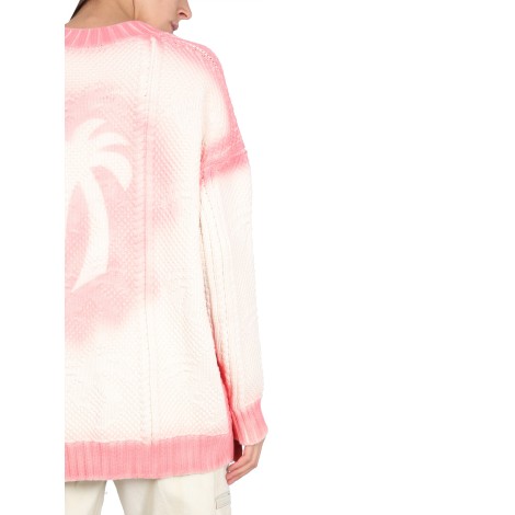 palm angels patent leather effect palm cardigan