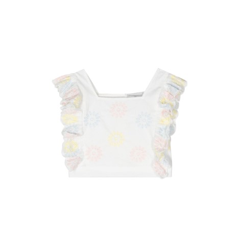 stella mccartney embroidered sm cropped top