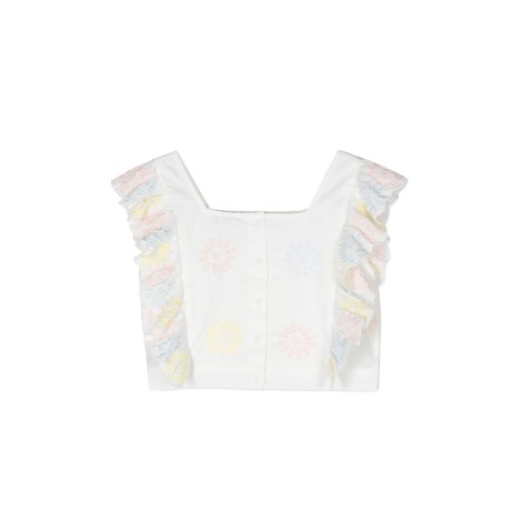 stella mccartney embroidered sm cropped top