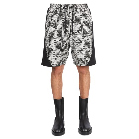 balmain monogram bermuda shorts