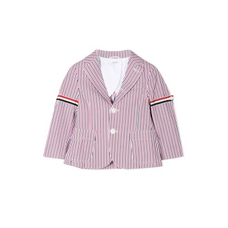 thom browne patch pocket sport coat w/ rwb armbands in seersucker stripe