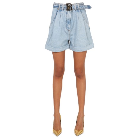 balmain short in denim di cotone 