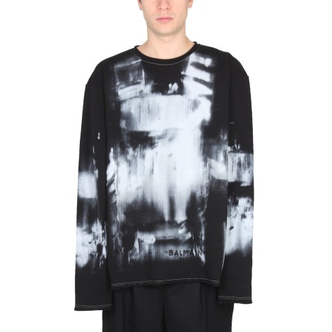 balmain tie dye pattern crewneck sweatshirt