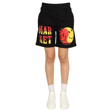 market smiley god and devil bermuda shorts