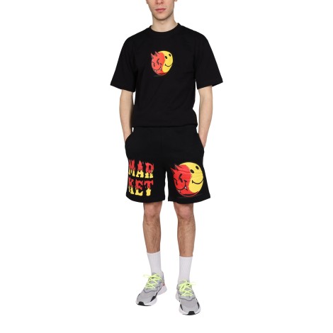 market smiley god and devil bermuda shorts