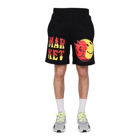 market smiley god and devil bermuda shorts