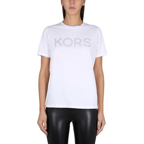 michael by michael kors t-shirt with studded logo