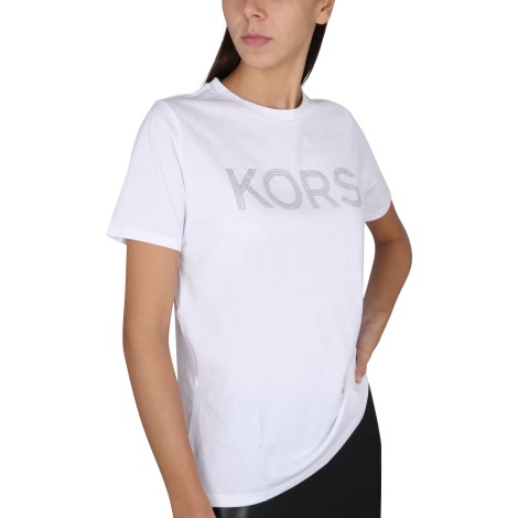 michael by michael kors t-shirt with studded logo