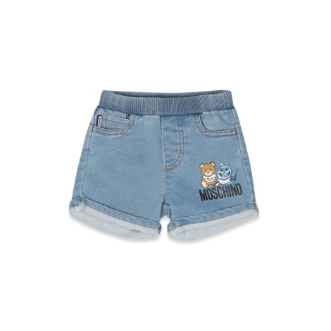 moschino denim fleece shorts