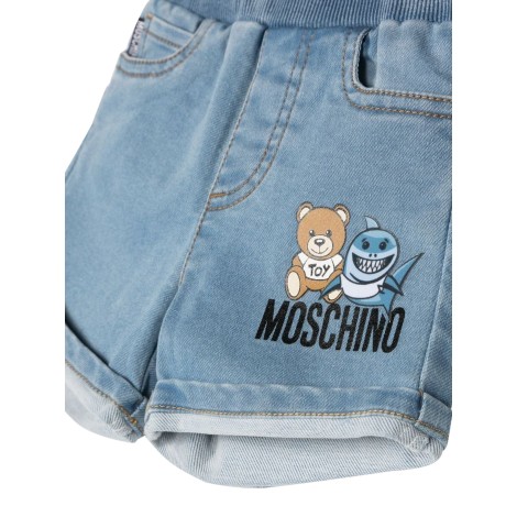 moschino denim fleece shorts