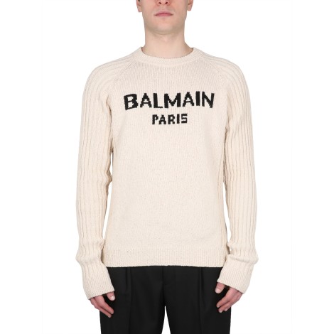 balmain crewneck sweater with logo