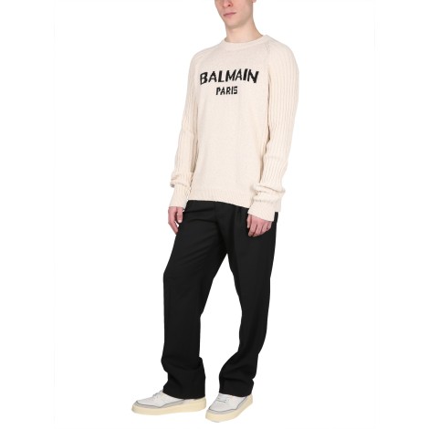 balmain crewneck sweater with logo