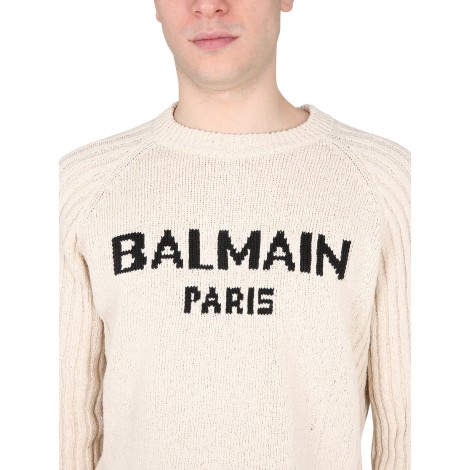 balmain crewneck sweater with logo