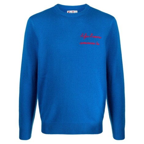 MC2 maglione blu royal in lana e cashmere con logo MC2 ricamato