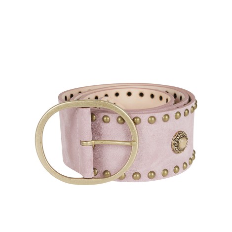 cintura pelle con borchie Pink