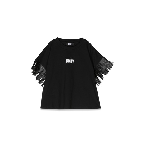 dkny logo t-shirt frayed sleeves