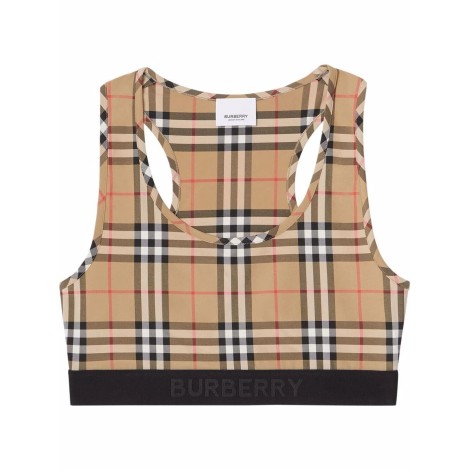 Burberry `Dalby` Logo Detail `Vintage Check` Bra Top